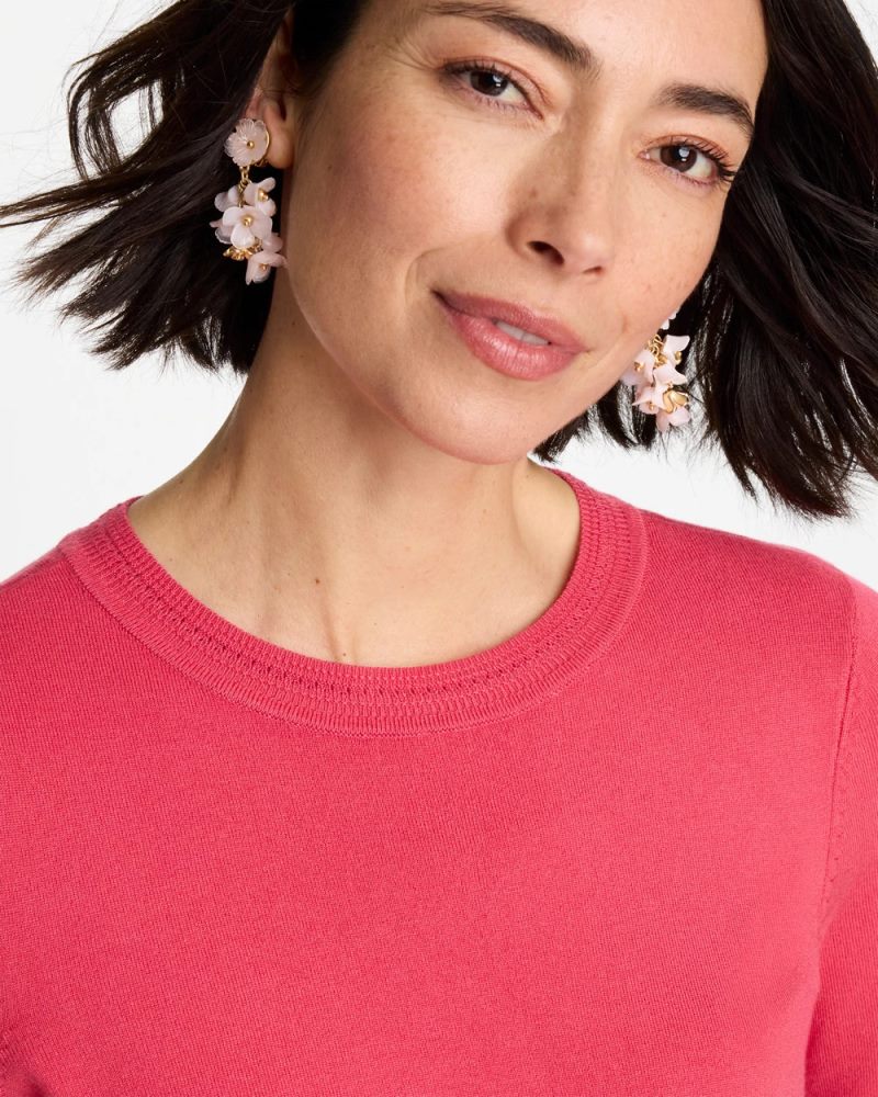 Chicos Ella Crewneck Pullover Sweater - HOT HONEYSUCKLE