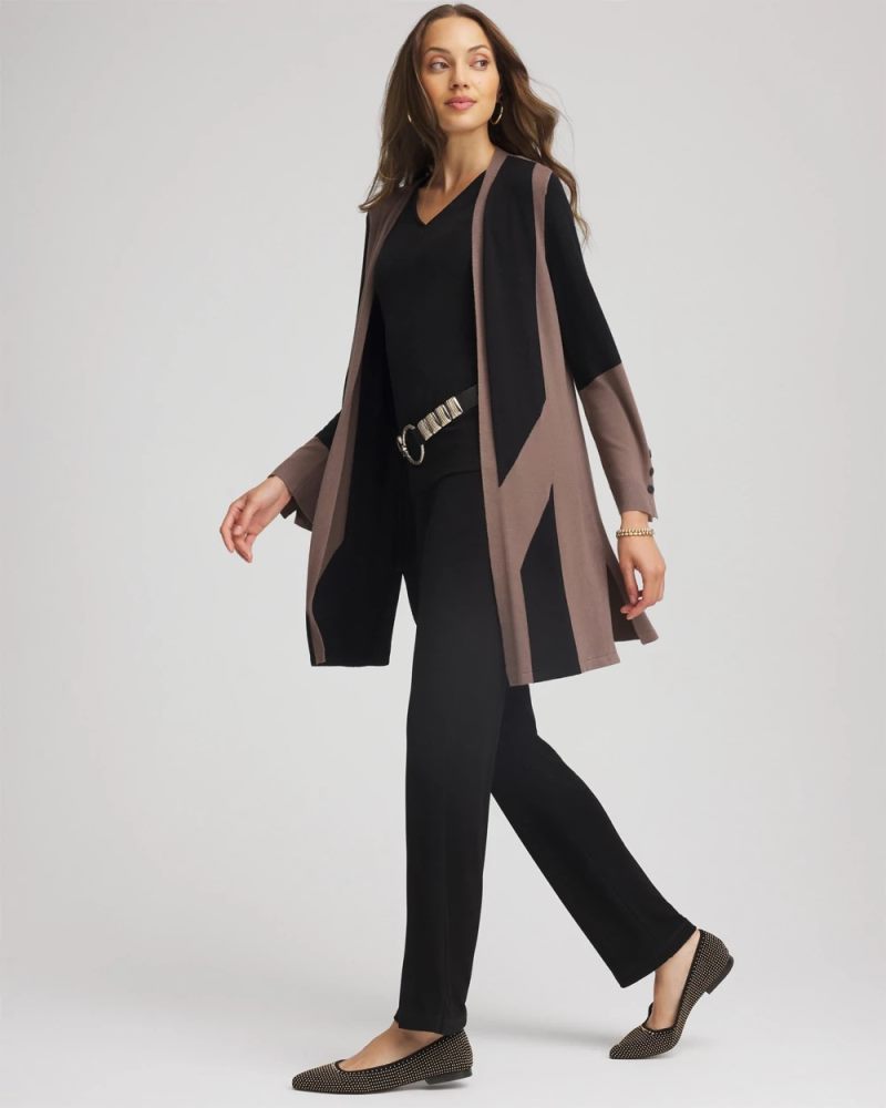 Chicos Travelers™ Collection Colorblock Cardigan - DEEP TAUPE