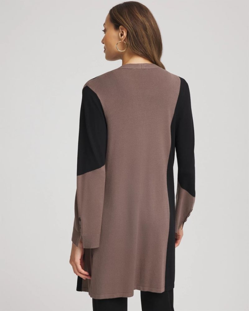 Chicos Travelers™ Collection Colorblock Cardigan - DEEP TAUPE