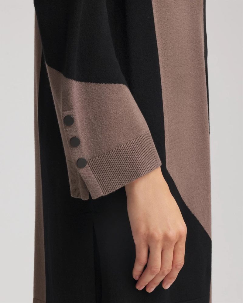 Chicos Travelers™ Collection Colorblock Cardigan - DEEP TAUPE