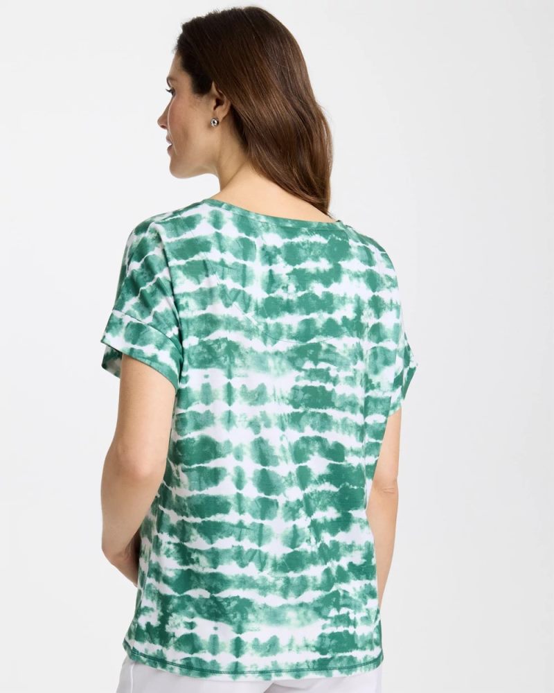 Chicos Zenergy® Tie-Dye Scoop-Neck Tee - WATER LILY GREEN