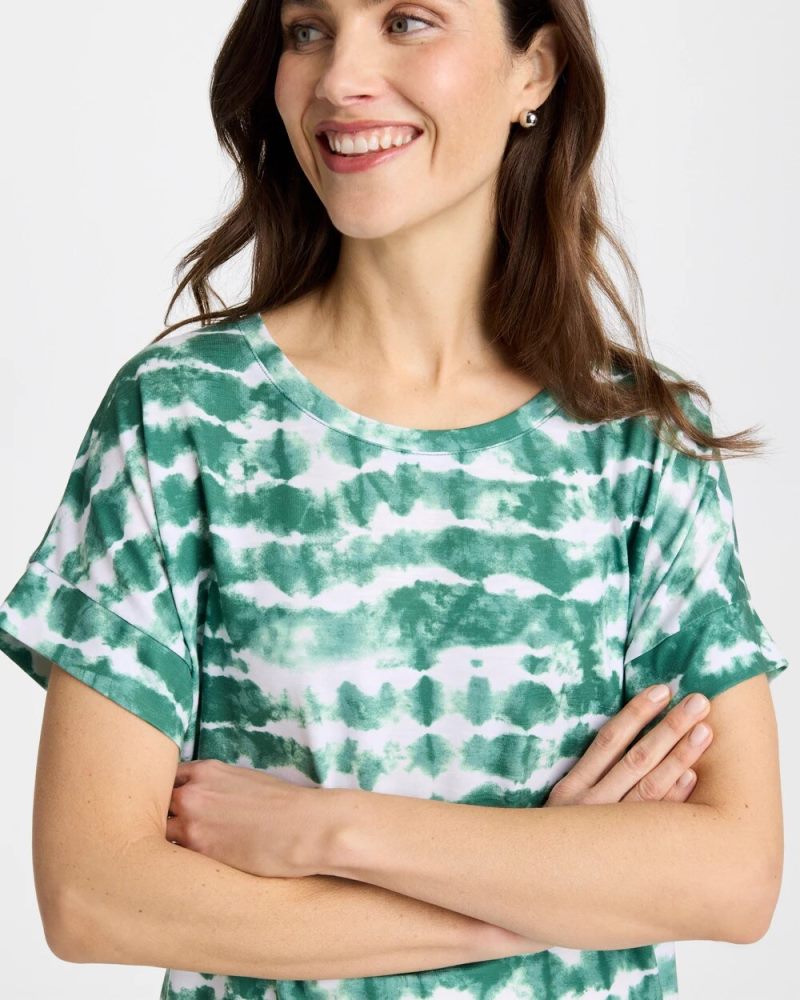 Chicos Zenergy® Tie-Dye Scoop-Neck Tee - WATER LILY GREEN