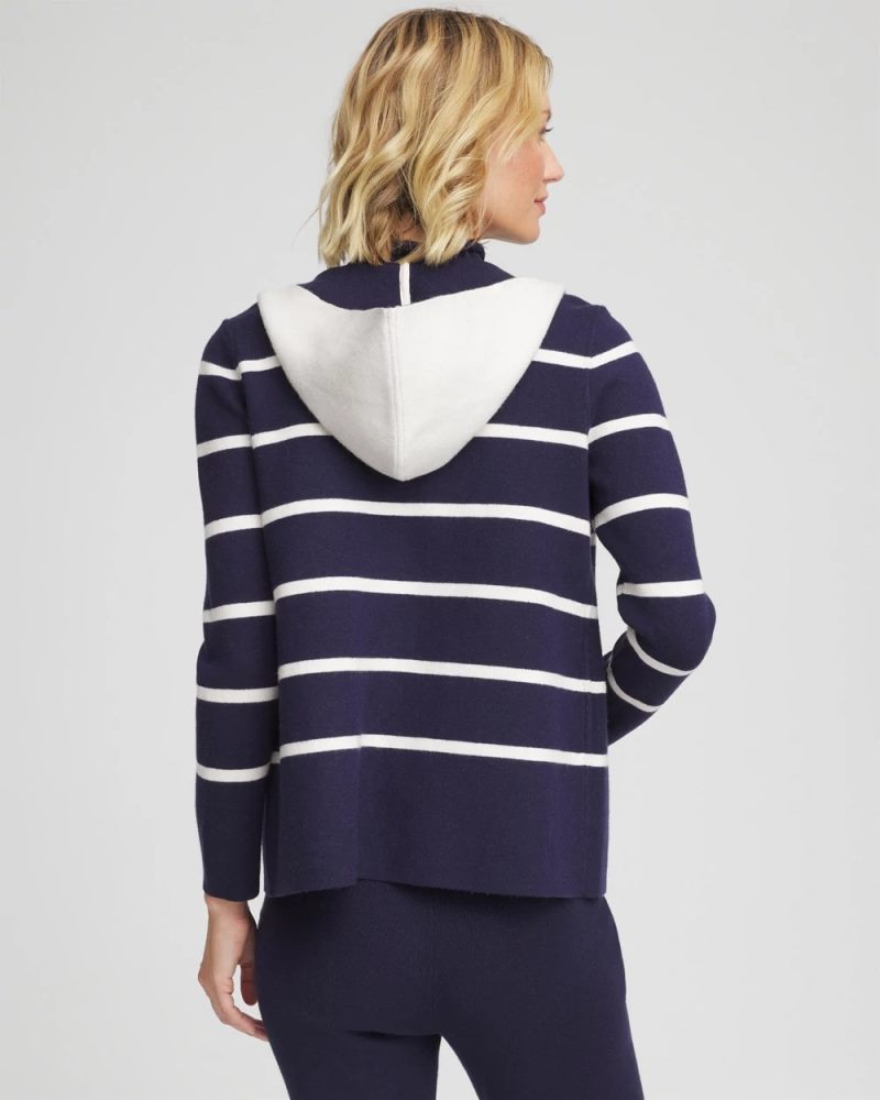 Chicos Zenergy® Luxe Reversible Stripe Cardigan - PASSPORT BLUE