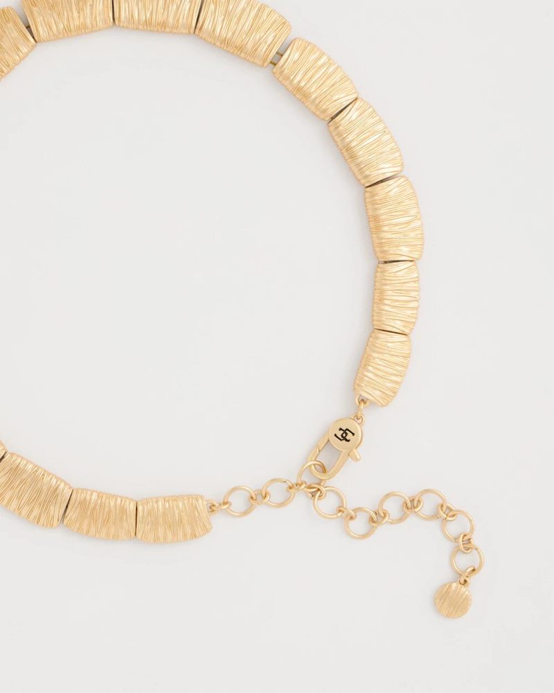 Chicos Crinkle Goldtone Collar Necklace - GOLD