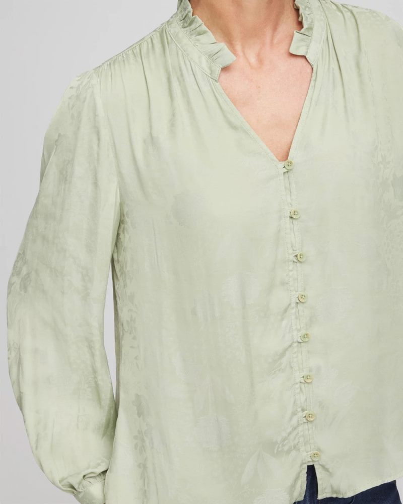 Chicos Jacquard Georgette Peasant Blouse - SAGE MEADOW