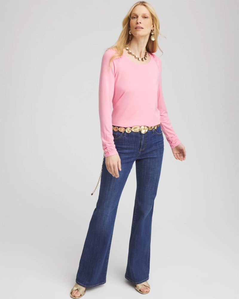 Chicos Touch of Cool™ Shirred Shoulder Tee - SUNSET DUNES