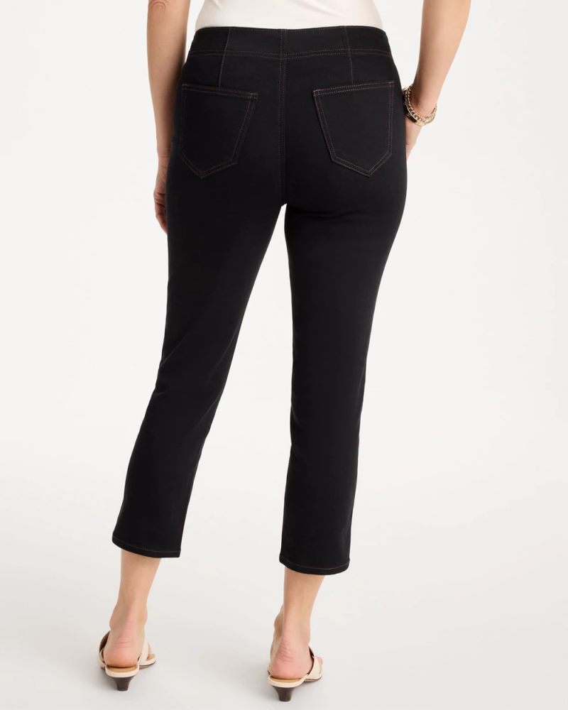Chicos Pull-On Capri Jeans - BLACK