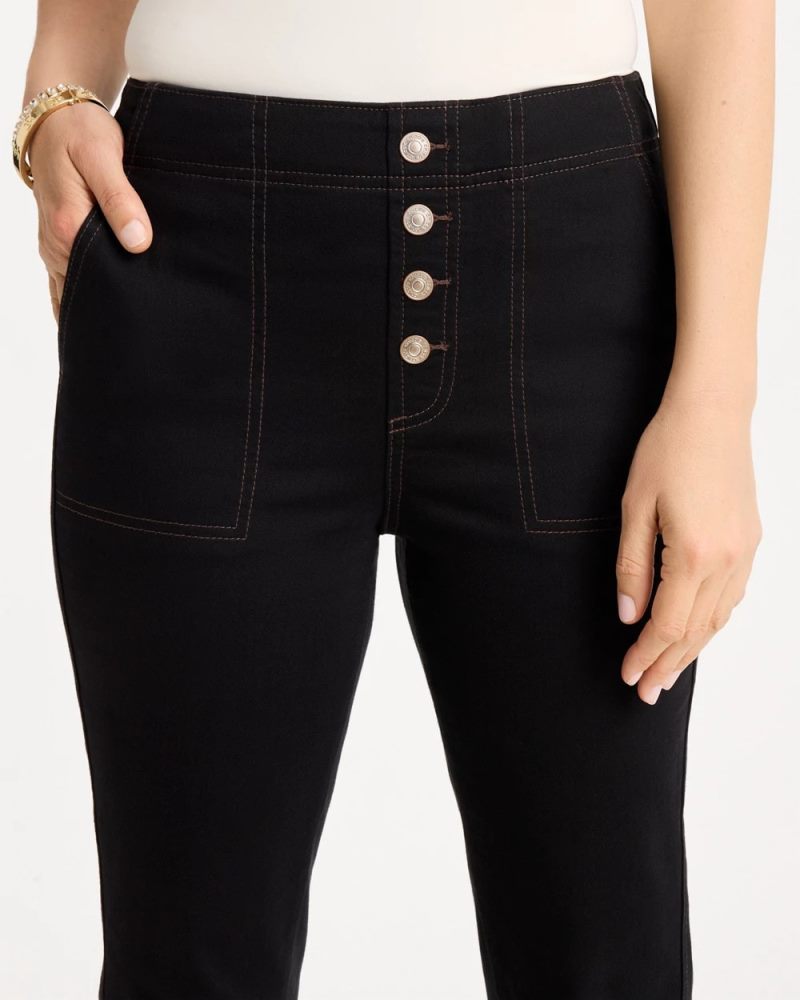 Chicos Pull-On Capri Jeans - BLACK