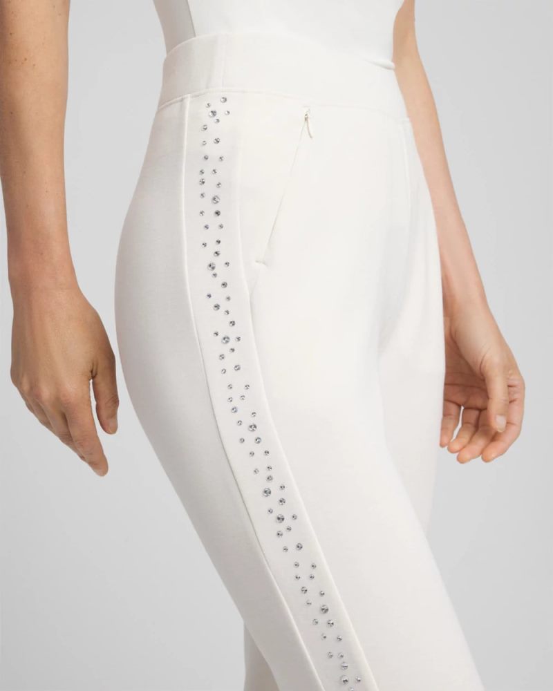 Chicos Zenergy® Rhinestone Joggers - ENGLISH CREAM