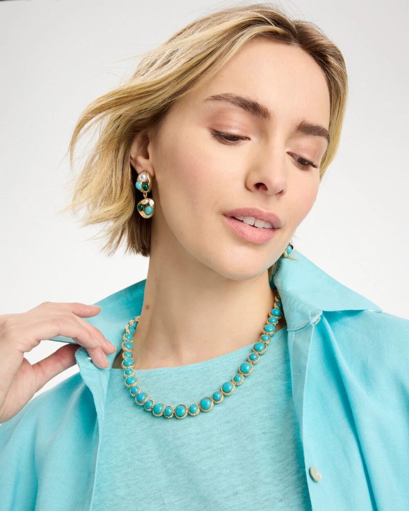 Chicos Turquoise Resin Short Necklace - AQUA