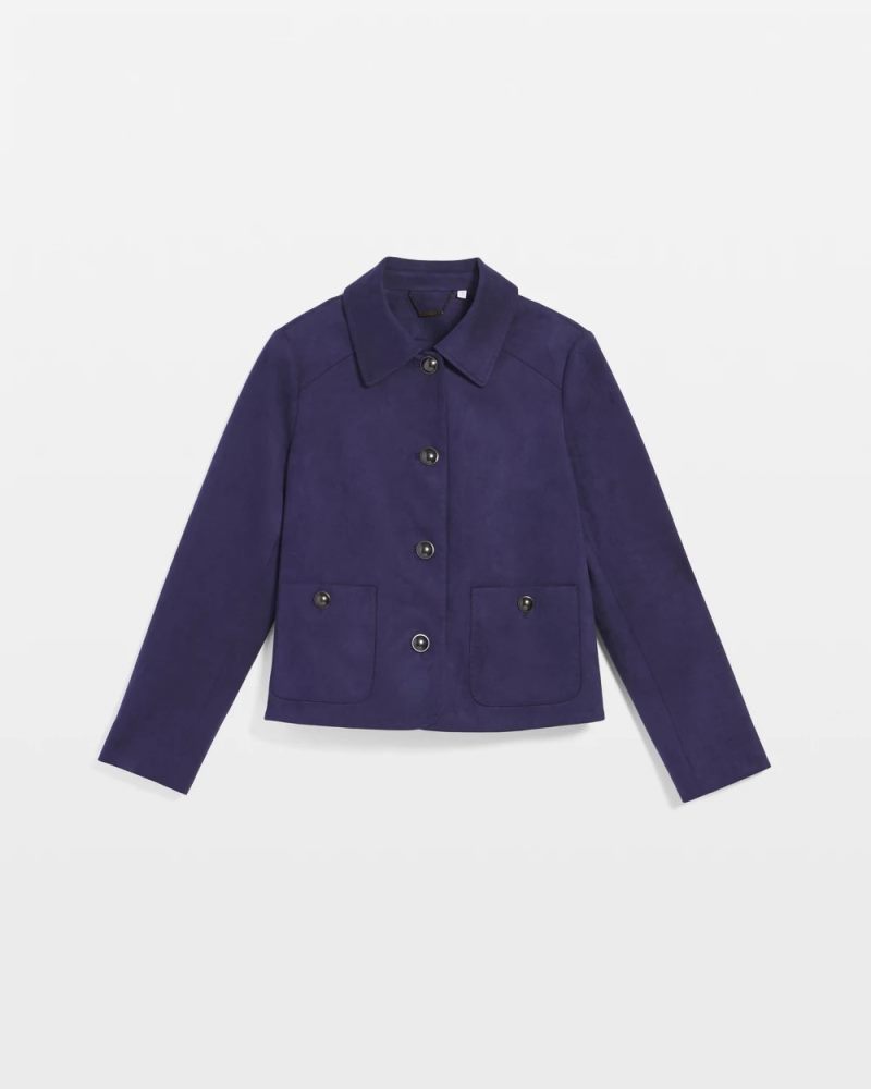 Chicos Suede Cropped Jacket - PASSPORT BLUE