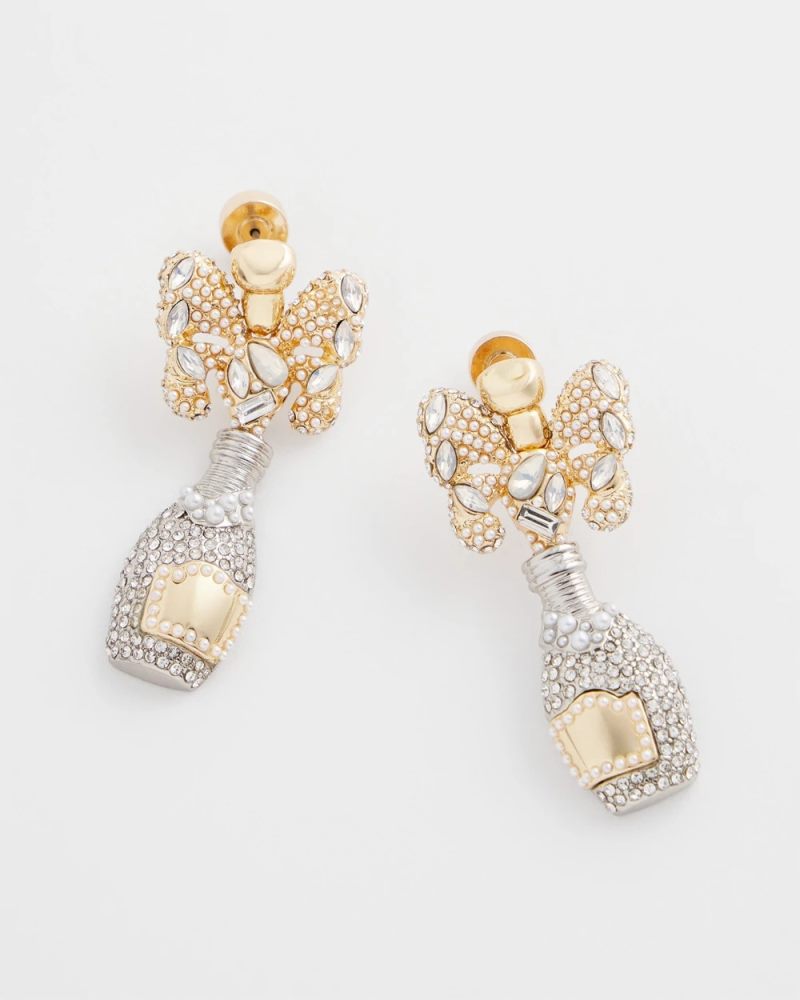 Chicos Champagne Bottle Drop Earrings - MIXED METALS
