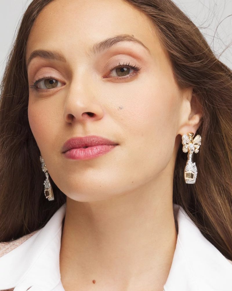 Chicos Champagne Bottle Drop Earrings - MIXED METALS