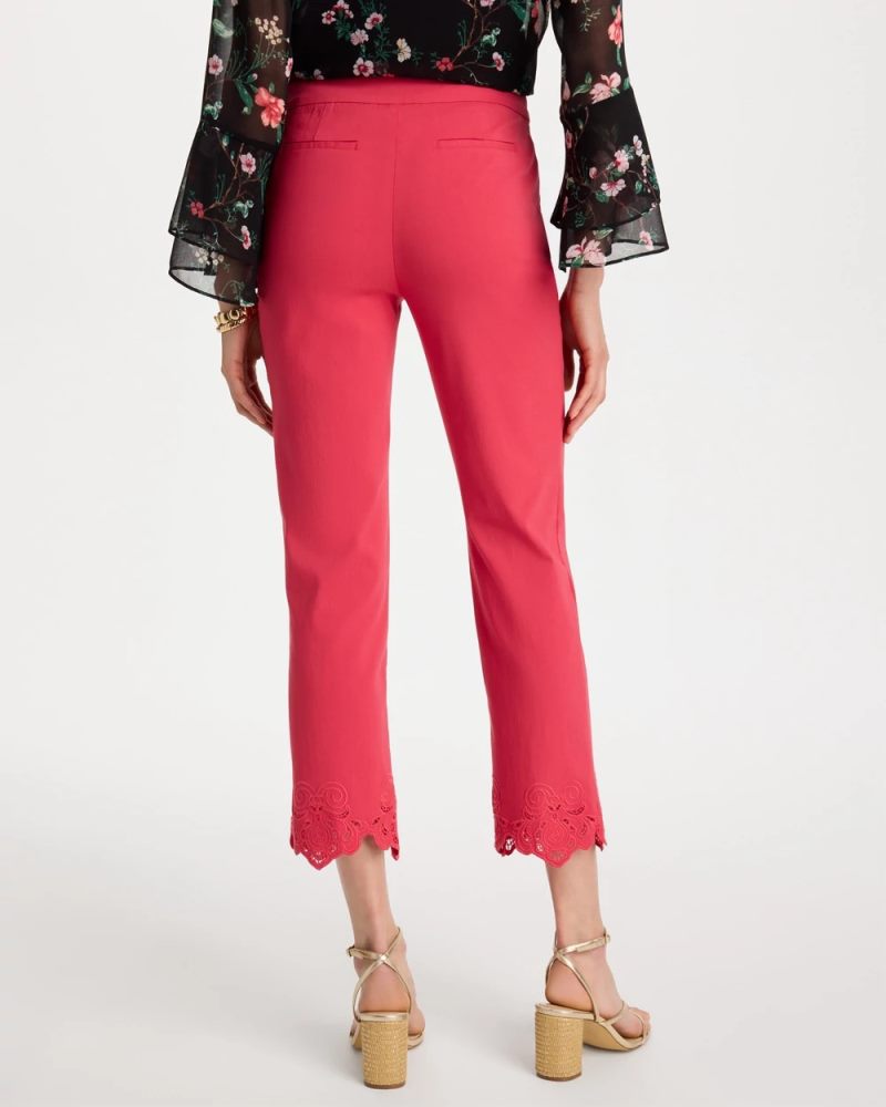 Chicos Embroidered Brigitte™ Slim Crop Pant - HOT HONEYSUCKLE