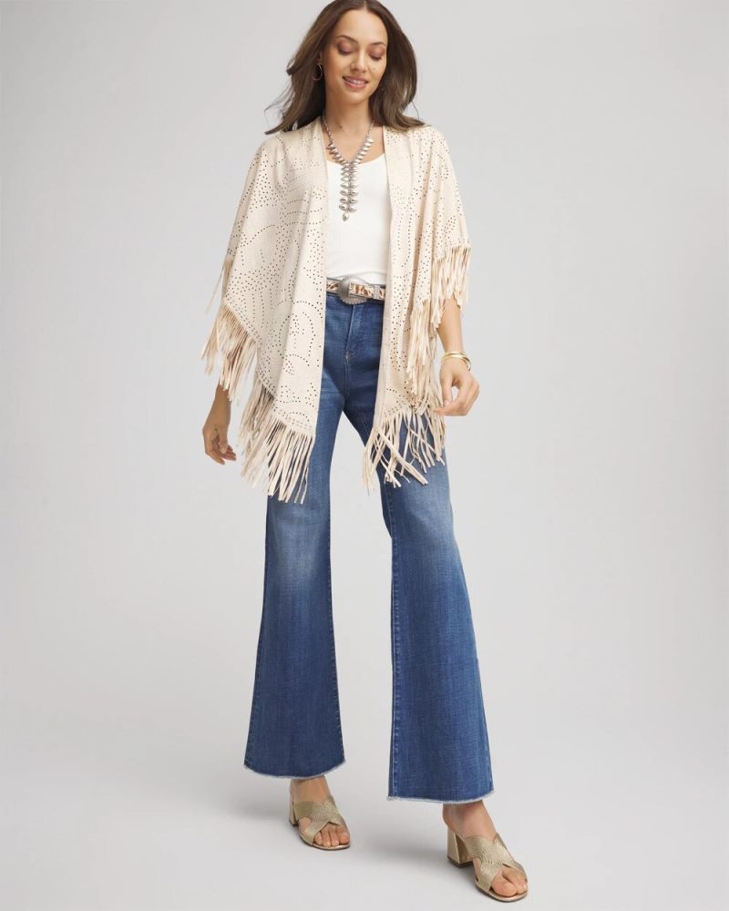 Chicos Fringed Ruana - TAUPE