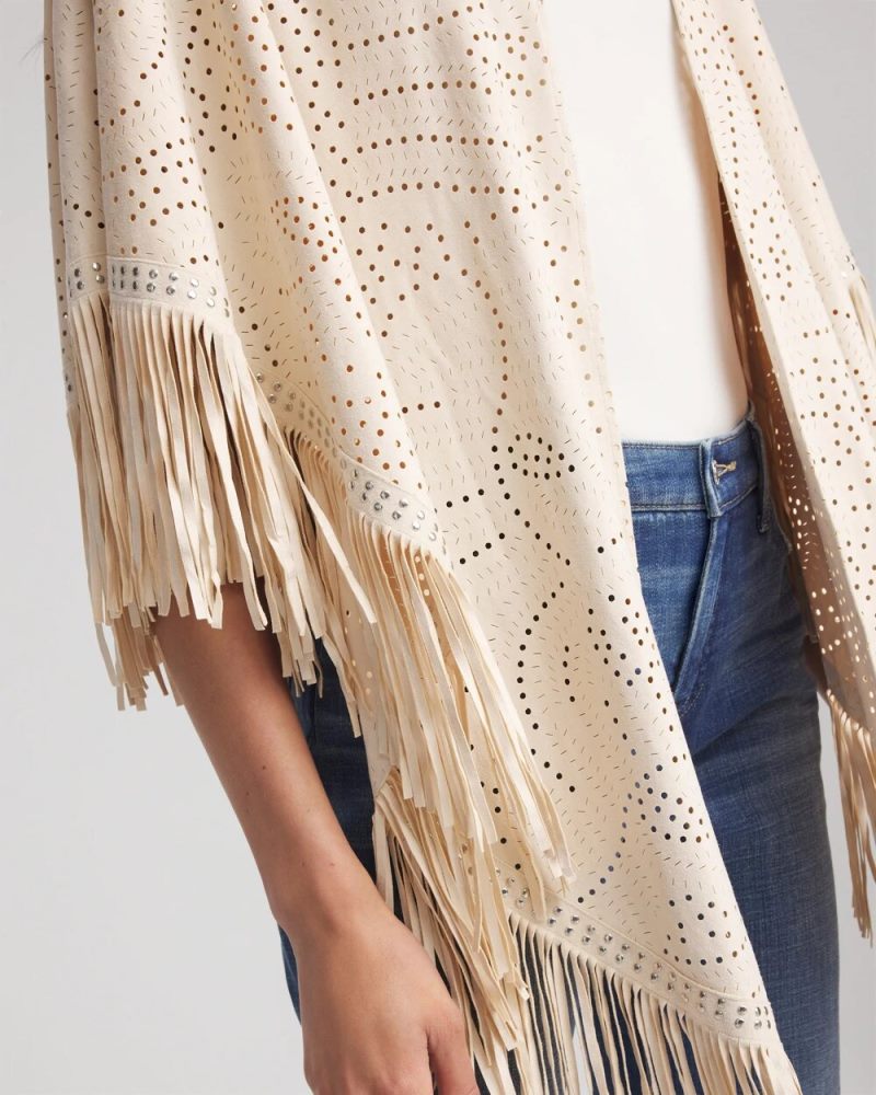 Chicos Fringed Ruana - TAUPE