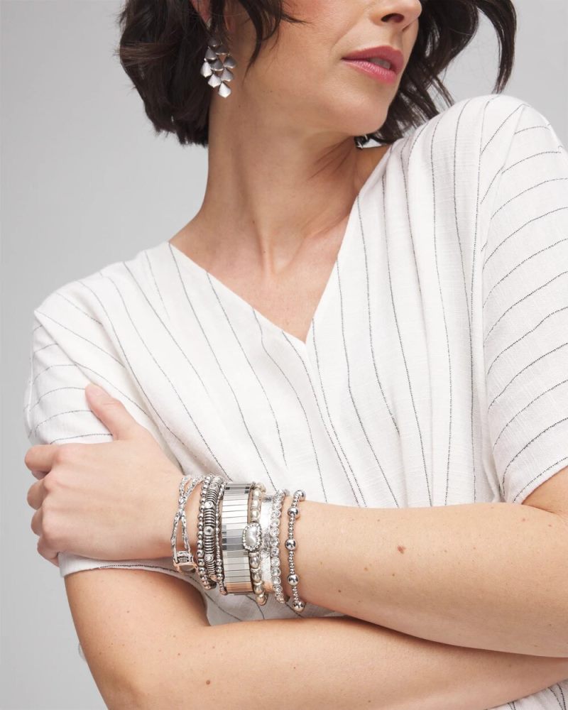 Chicos Silvertone Flexible Cuff Bracelet - SILVER