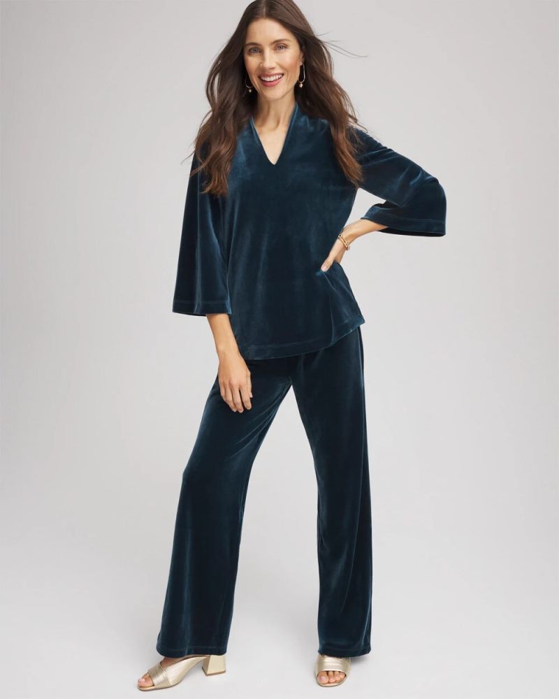 Chicos Travelers™ Velvet No Tummy Pants - TEAL SHADOW