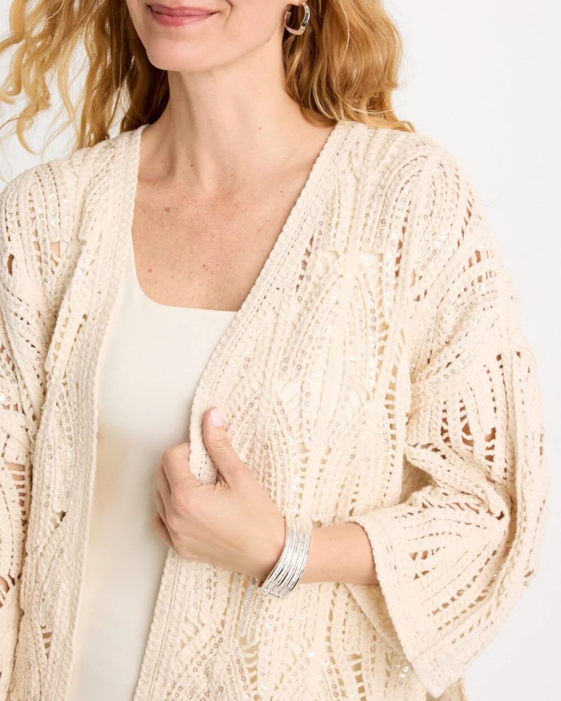 Chicos Cotton Crochet Kimono - NEUTRAL