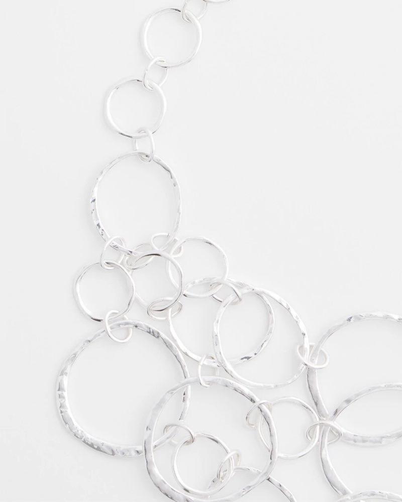 Chicos Short Silvertone Multi-Strand Link Necklace - SILVER