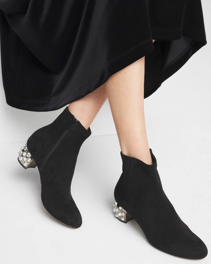 Chicos Danika Embellished Vegan Suede Boots - BLACK