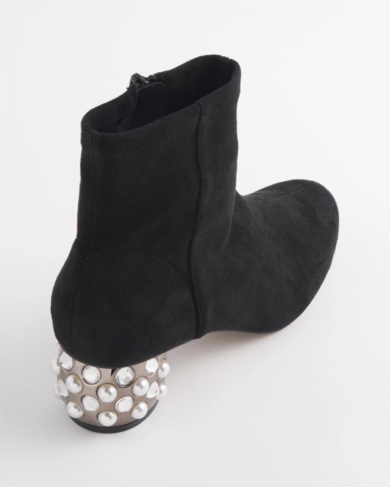 Chicos Danika Embellished Vegan Suede Boots - BLACK