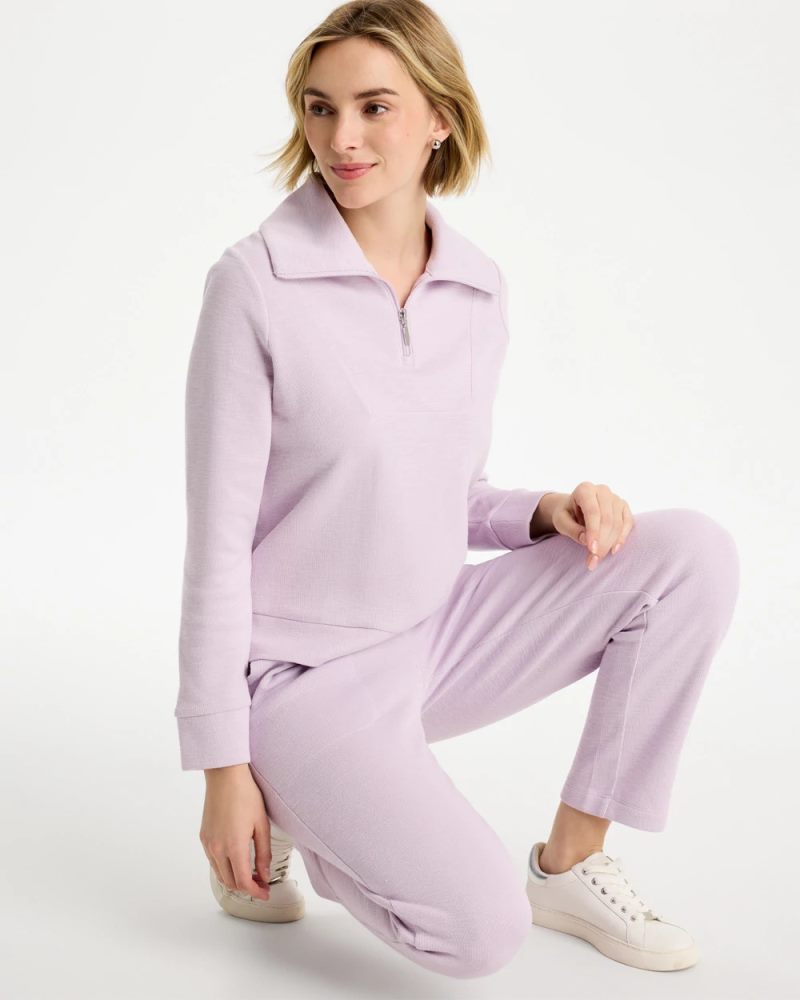 Chicos Zenergy® Beach Slub Half-Zip Pullover Top - PALE SWEET PEA
