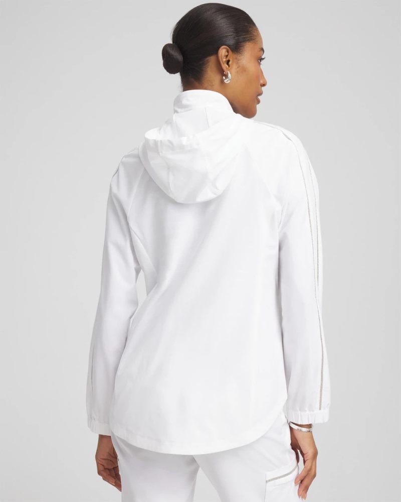 Chicos Zenergy® UPF Neema Zip-Front Caviar Trim Jacket - ALABASTER