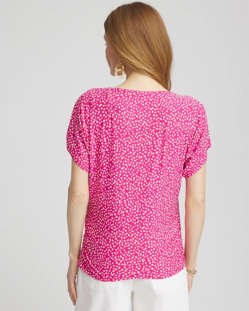 Chicos Touch of Cool™ Cheetah Ruched Banded Hem Top - CRUSHED BERRIES