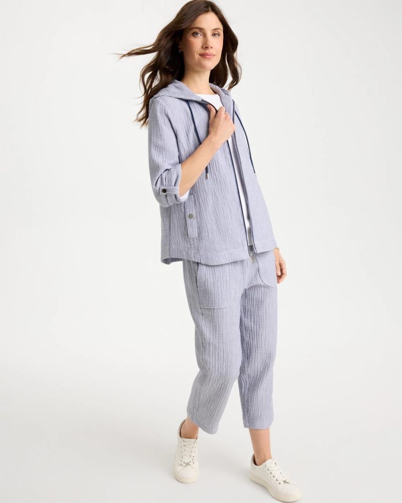 Chicos Zenergy® Striped Gauze Jacket - BLUE