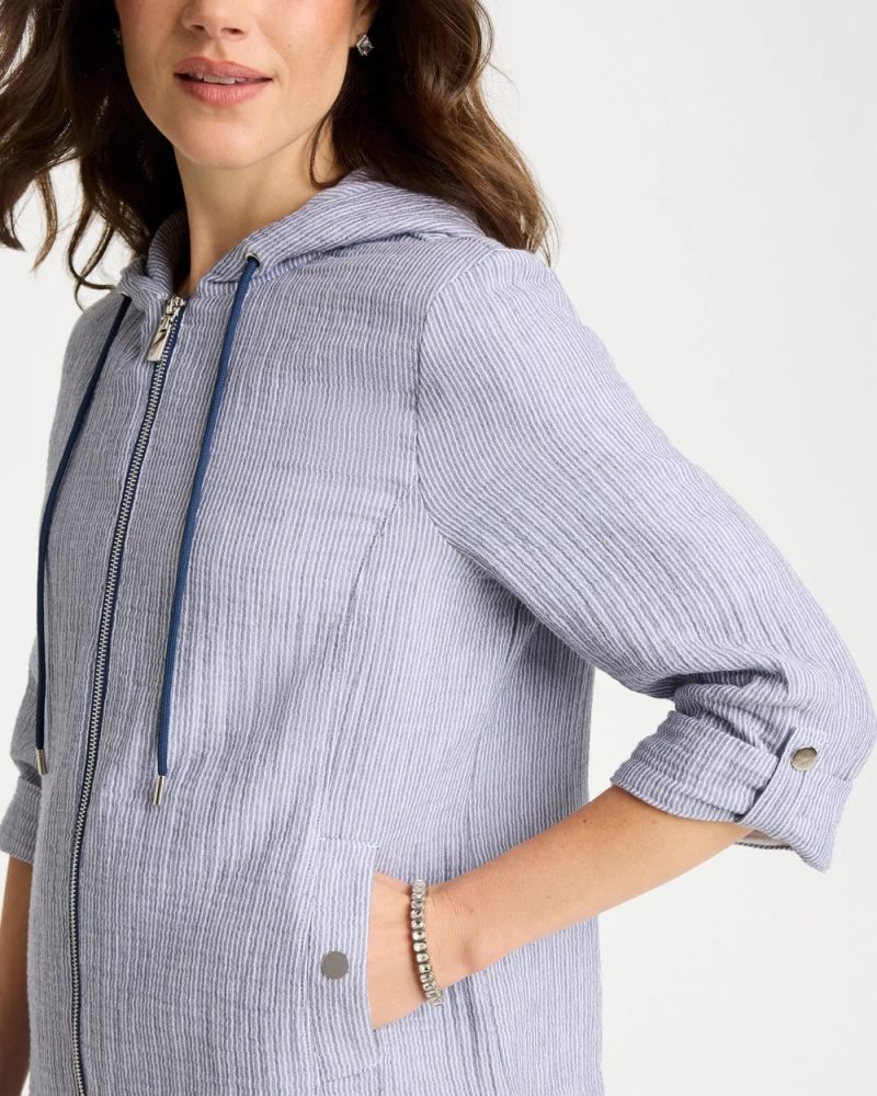 Chicos Zenergy® Striped Gauze Jacket - BLUE