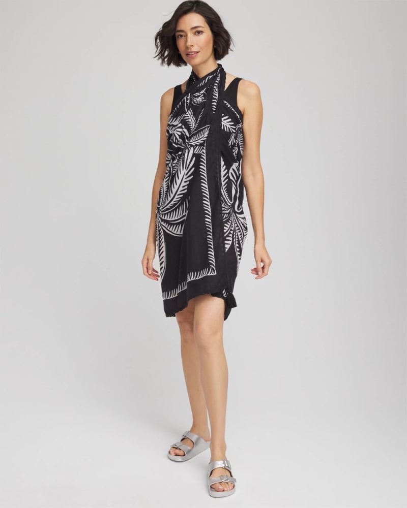 Chicos Magicsuit® Hearts of Palm Pareo - BLACK/MULTI