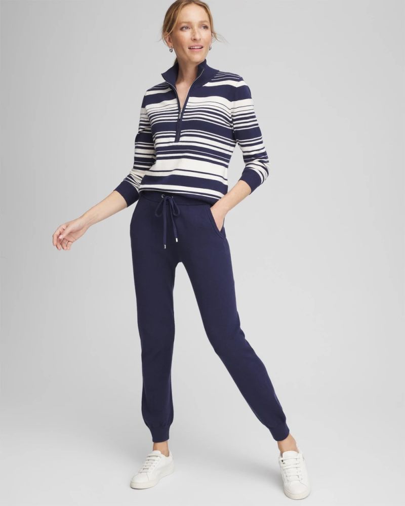 Chicos Zenergy® Luxe Cashmere-Blend Half Zip Top - PASSPORT BLUE