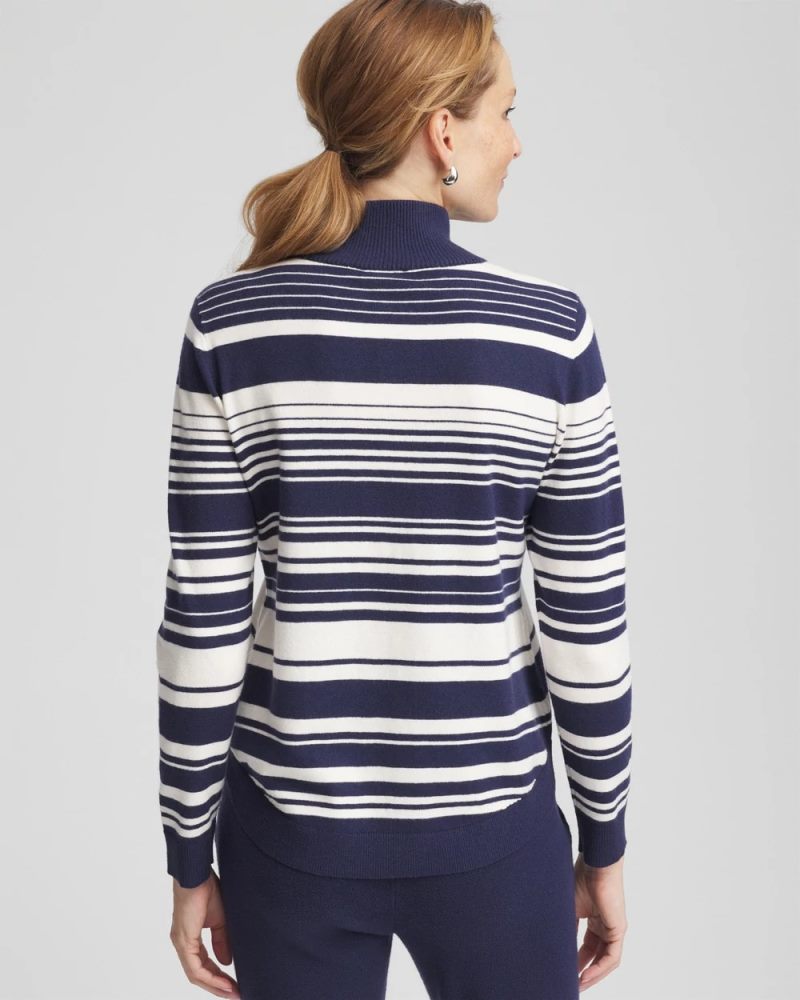 Chicos Zenergy® Luxe Cashmere-Blend Half Zip Top - PASSPORT BLUE