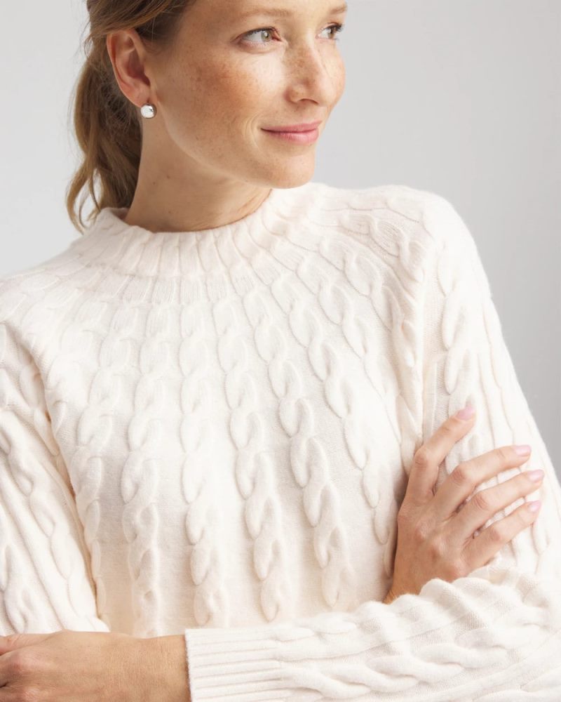 Chicos Zenergy® Luxe Cable Sweater - ENGLISH CREAM