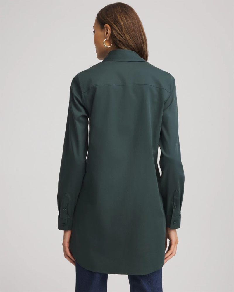 Chicos No Iron Long-Sleeved Tunic - DARKEST SPRUCE
