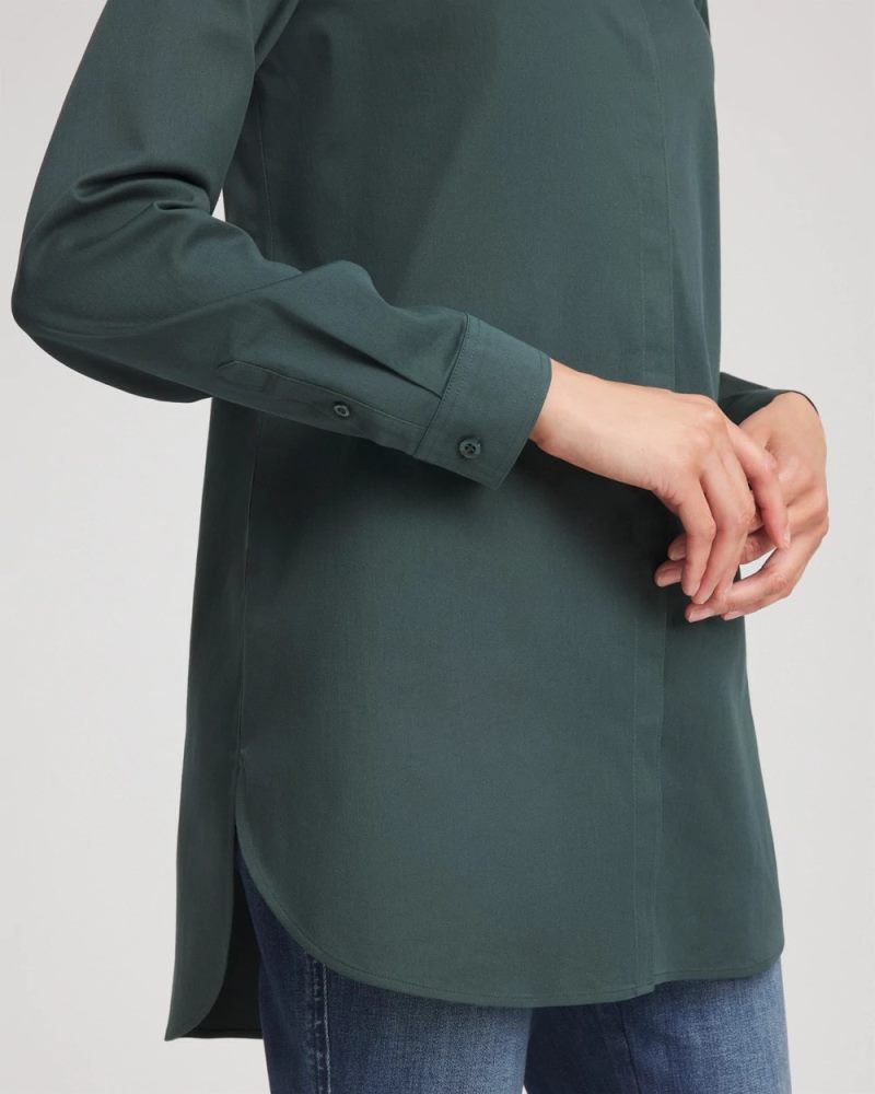 Chicos No Iron Long-Sleeved Tunic - DARKEST SPRUCE