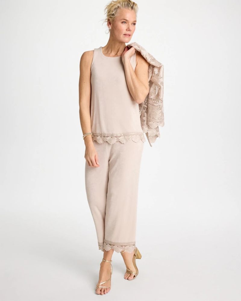 Chicos Travelers™ Scallop Lace Tank - SMOKEY TAUPE