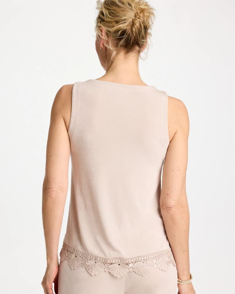 Chicos Travelers™ Scallop Lace Tank - SMOKEY TAUPE