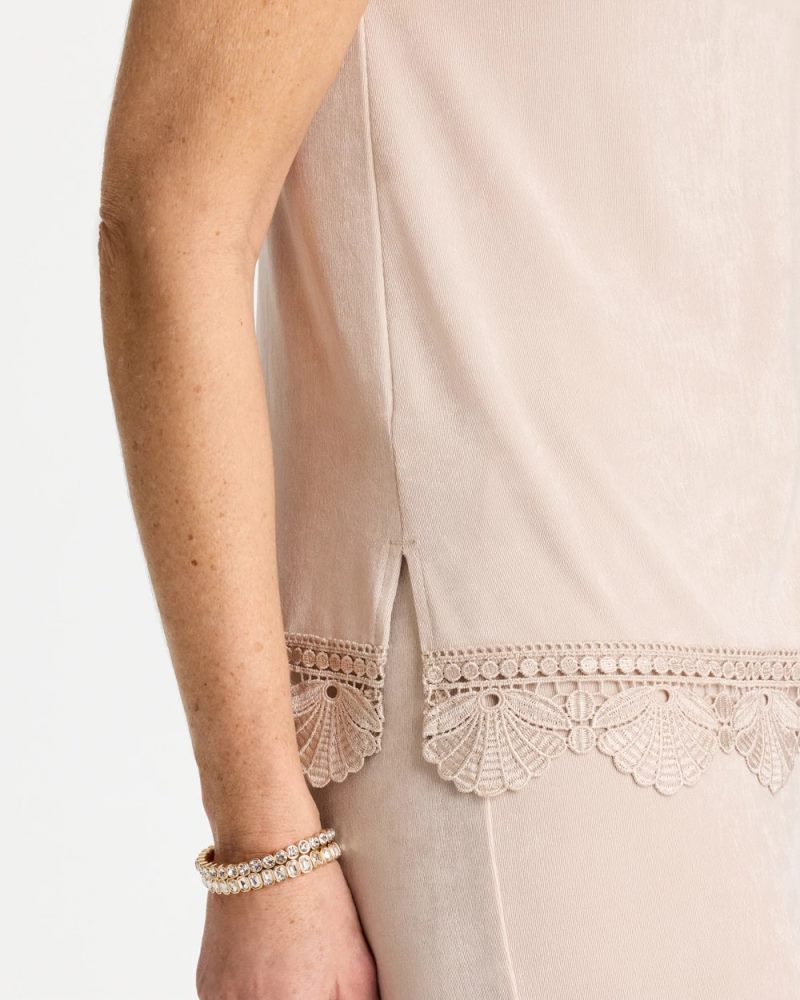 Chicos Travelers™ Scallop Lace Tank - SMOKEY TAUPE