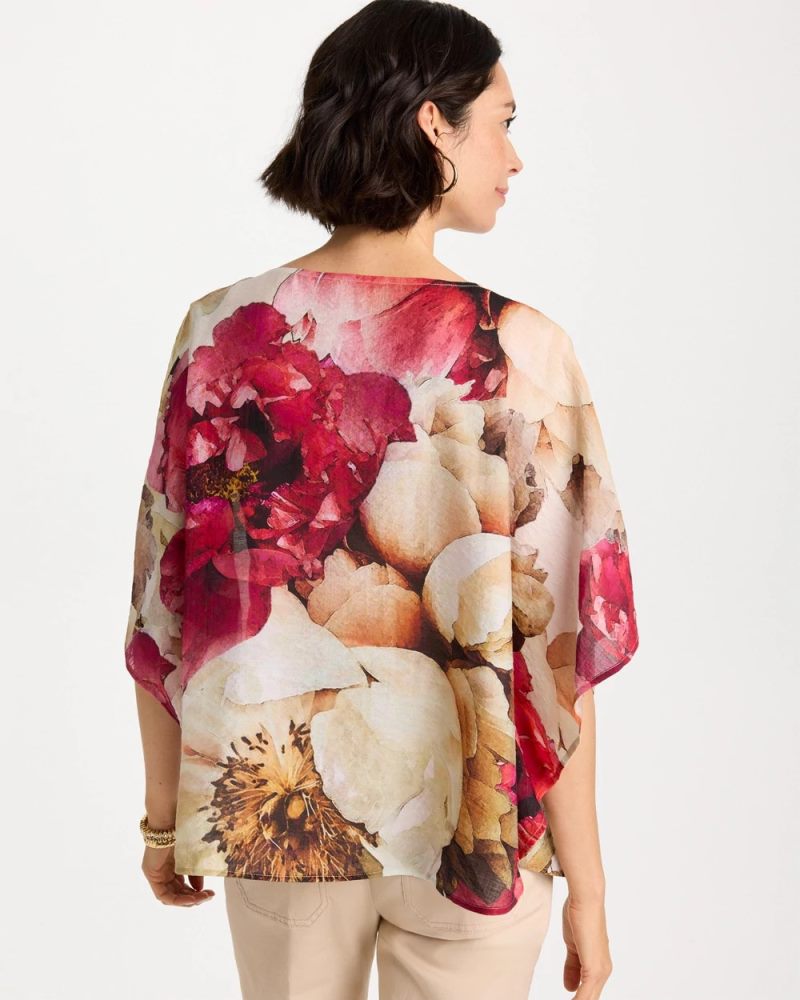 Chicos Boatneck Printed Poncho - ECRU