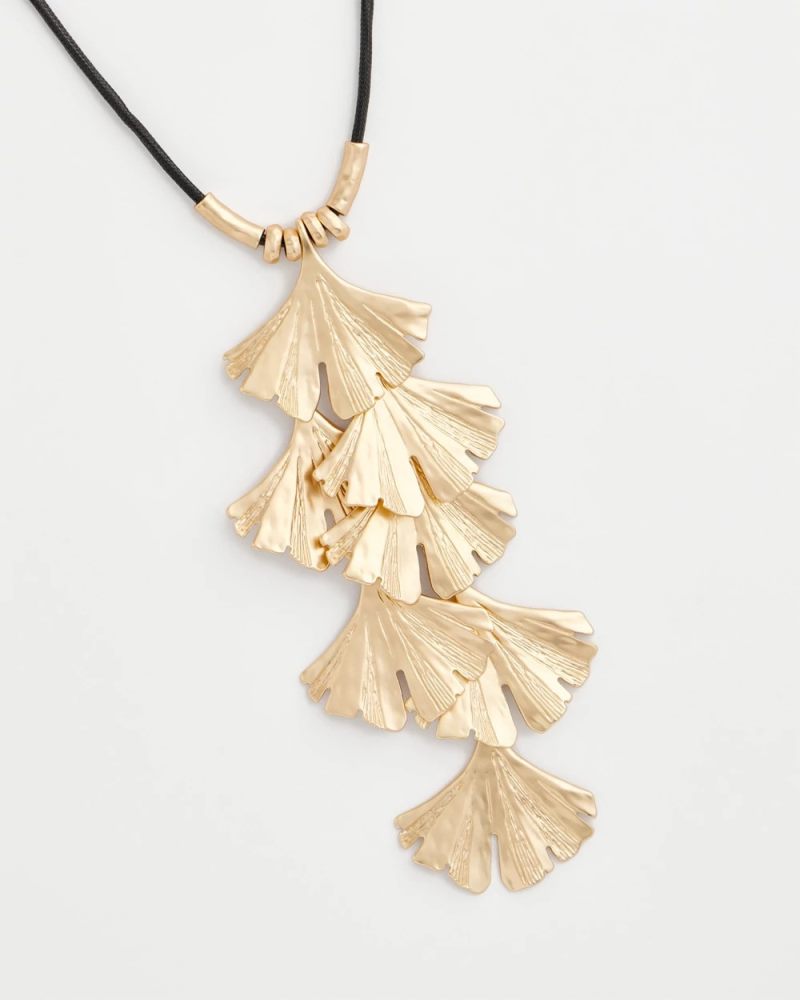 Chicos Chico's Originals Gold Ginkgo Pendant Necklace - GOLD