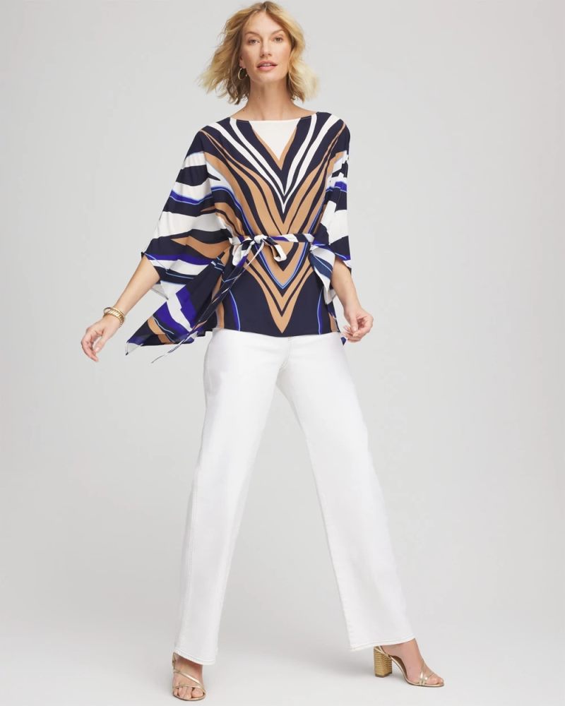 Chicos Voyage Belted Poncho - PASSPORT BLUE
