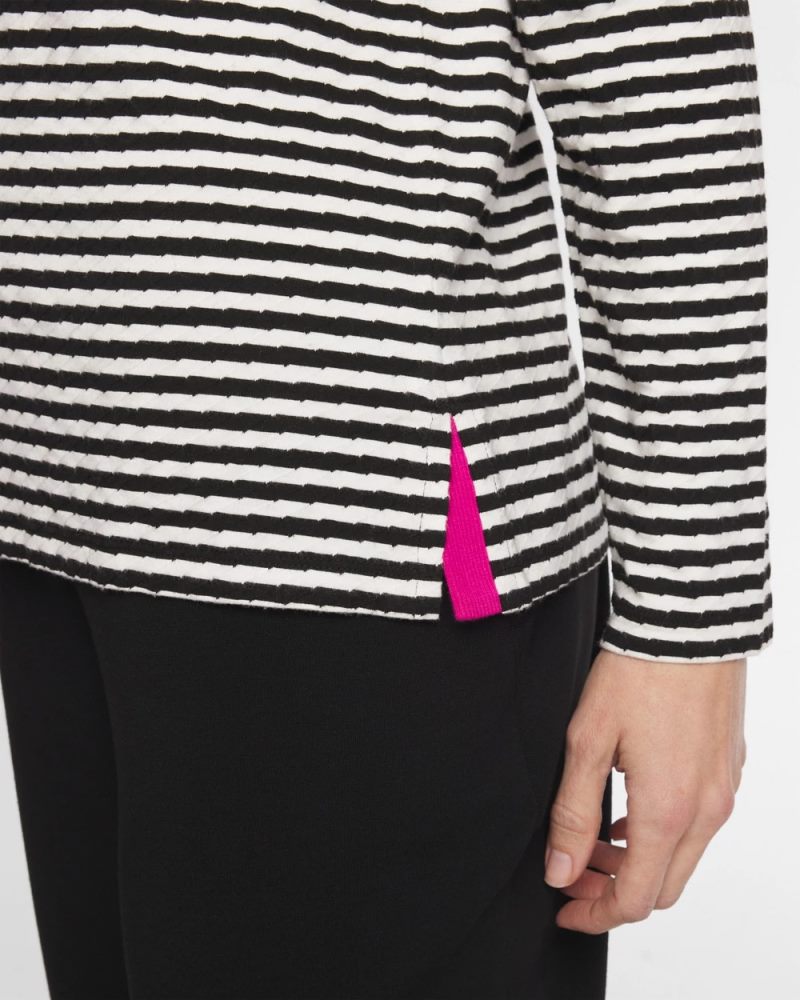 Chicos Zenergy® Striped Jacquard Contrast Pullover Top - EUROPA PINK