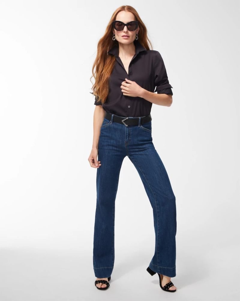 Chicos No Iron Stretch Shirt - BLACK