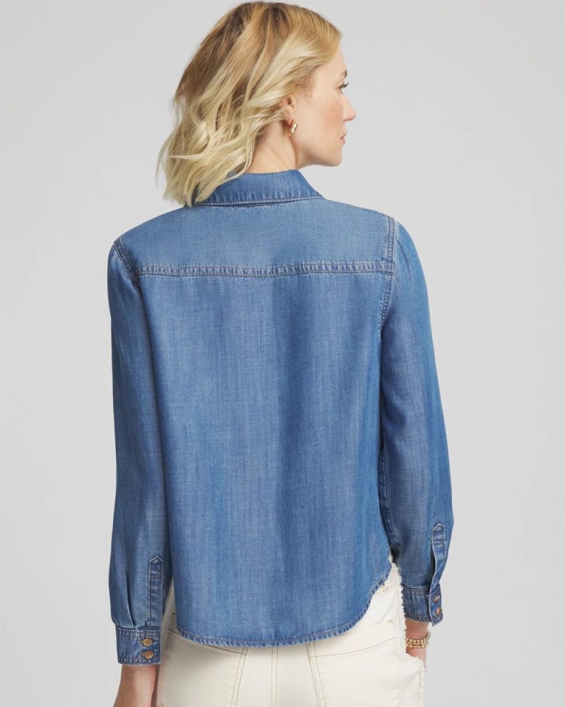Chicos Tencel™ Colorblock Classic-Fit Shirt - BAILEY INDIGO