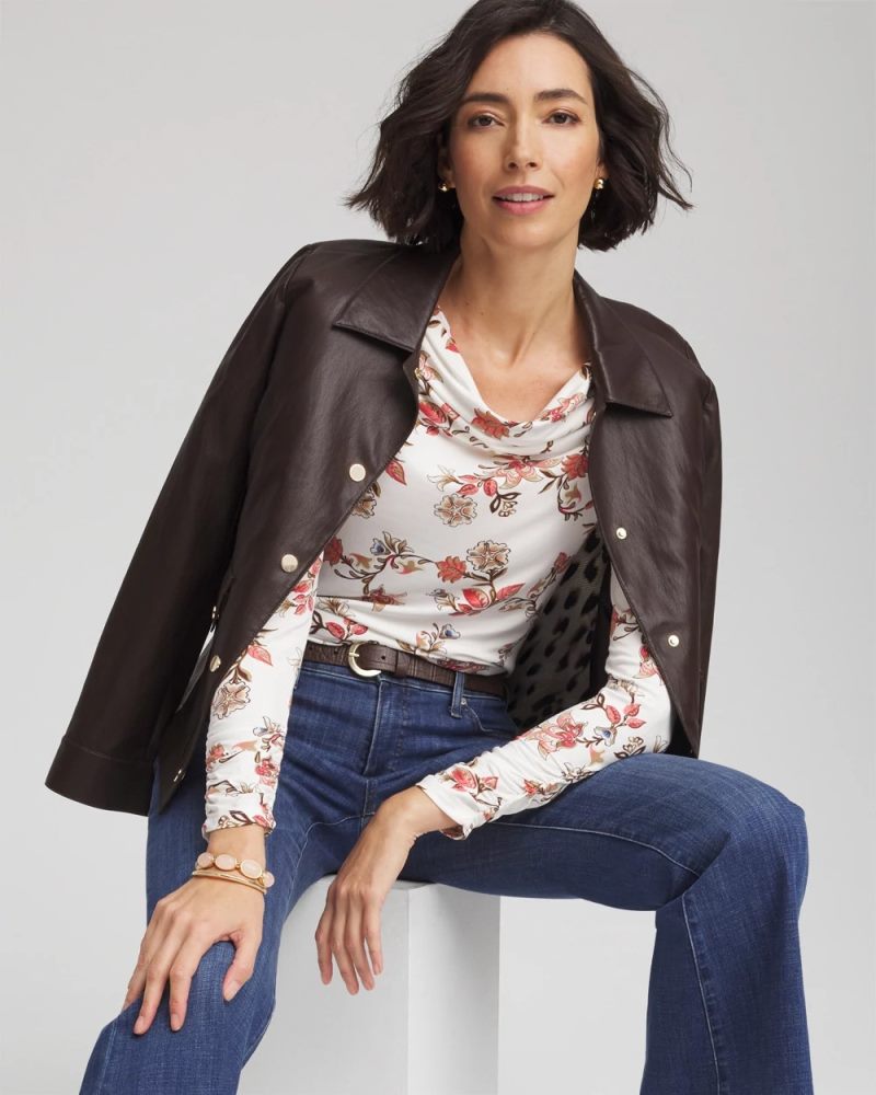 Chicos Touch of Cool™ Long-Sleeved Cowlneck Tee - ECRU