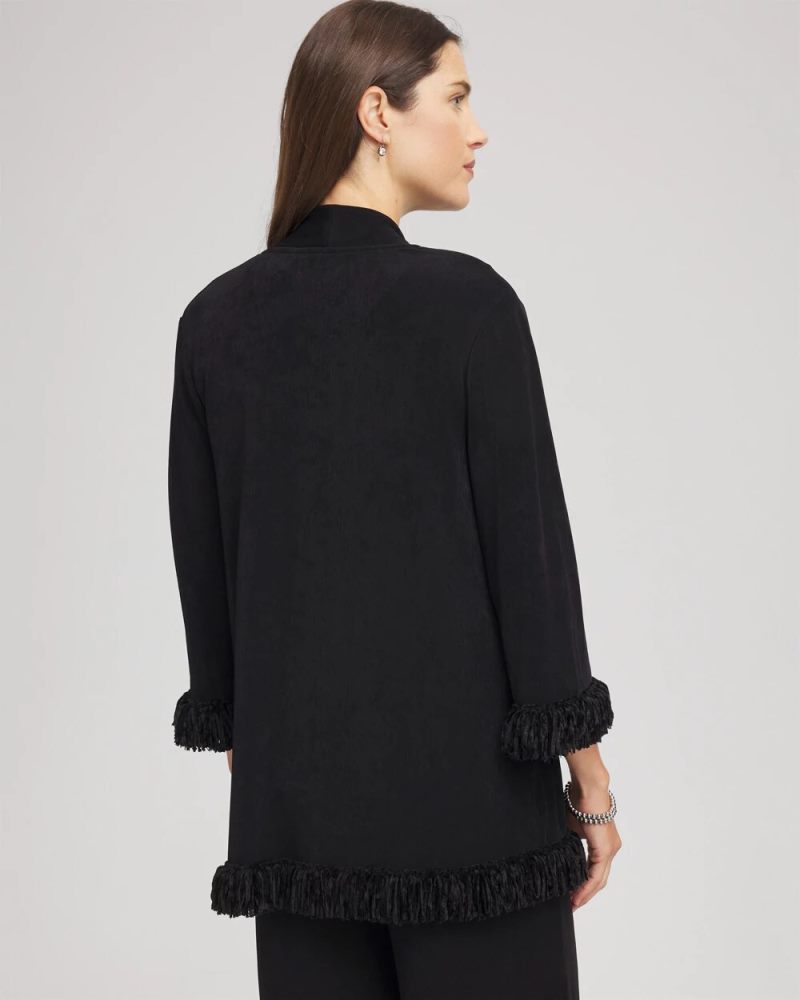 Chicos Travelers™ Collection Fringe Hem Jacket - TRAVELERS BLACK