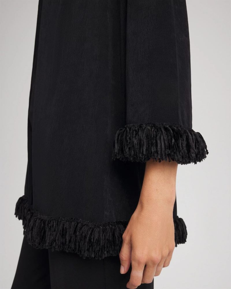 Chicos Travelers™ Collection Fringe Hem Jacket - TRAVELERS BLACK