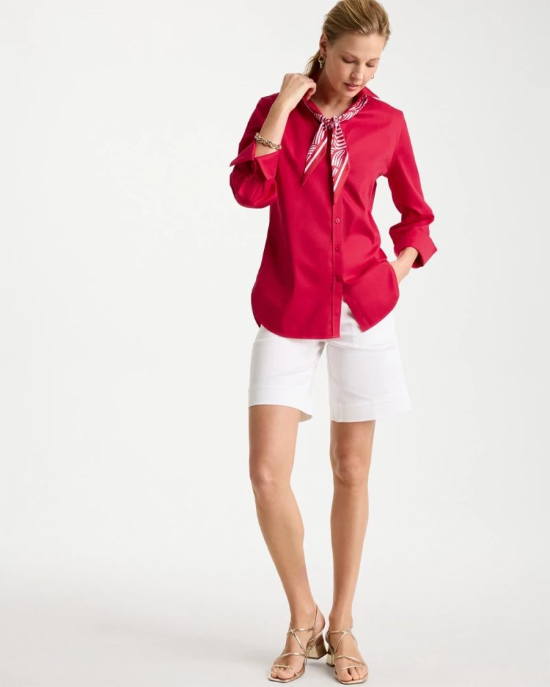 Chicos No Iron Stretch Shirt - CHERRY LUSH